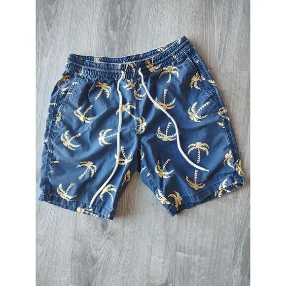 Mossimo Supply Co Mens Board Shorts Navy Palm Trees Drawstring Pockets Size S - Picture 7 of 8